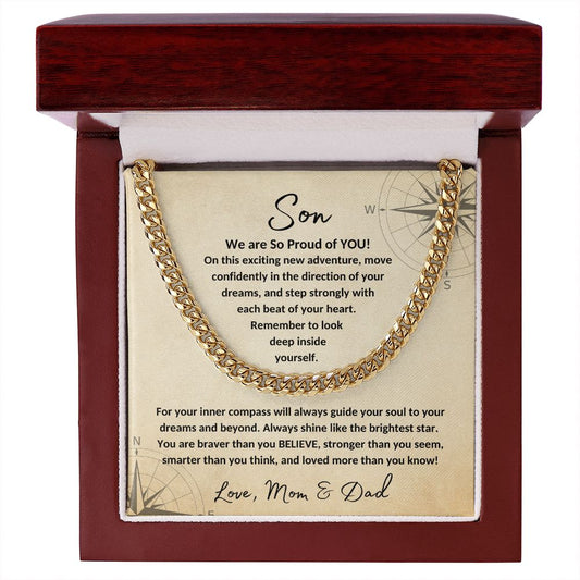 To Our Son | Guide Your Soul | Love Mom & Dad (Cuban Chain)