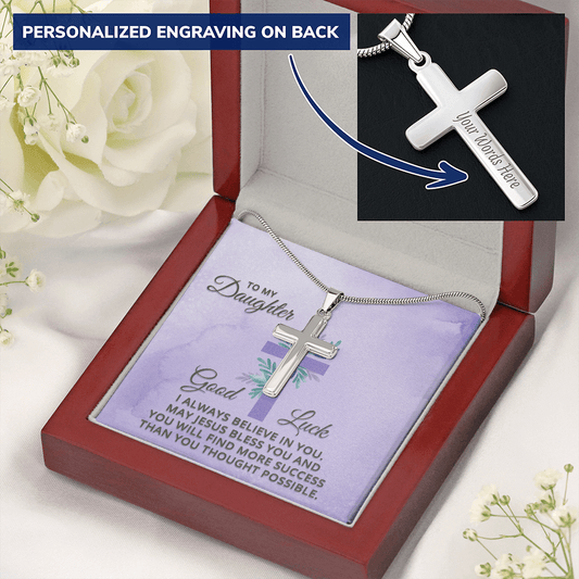To My Daughter | Always Believe (Personalized Cross Necklace)