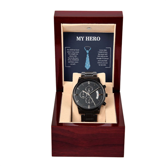 To My Dad | My Hero | Happy Father's Day  (Black Chronograph Watch)