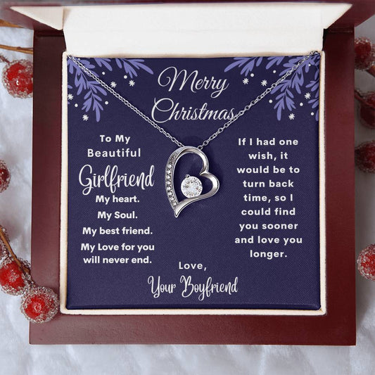 To My Beautiful Girlfriend Merry Christmas | My Heart & Soul | From Boyfriend (Forever Love Necklace)