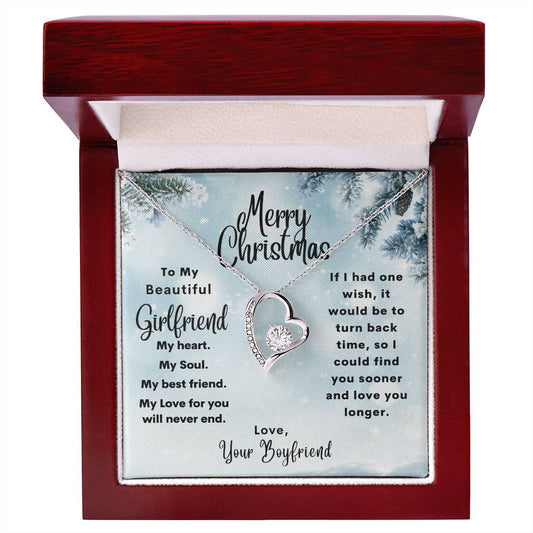 To My Beautiful Girlfriend Merry Christmas  | My Heart & Soul | From Boyfriend (Forever Love Necklace)