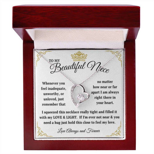 To My Beautiful Niece | LOVE & LIGHT | From Aunt or Uncle (Forever Love Necklace)