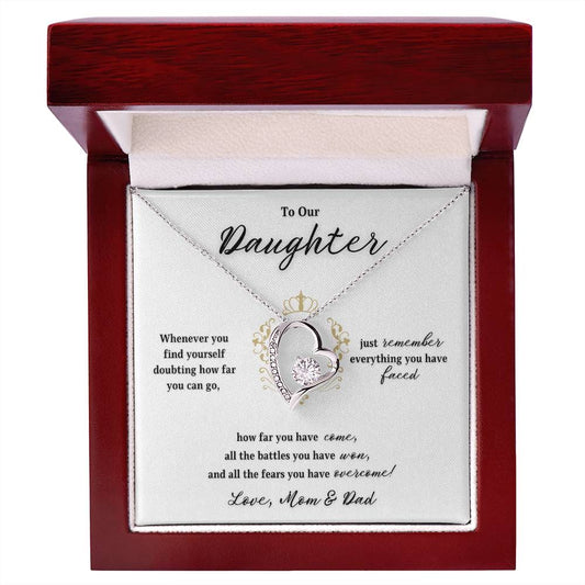 To  Our Daughter | Overcome | Love Mom and Dad (Forever Love Necklace)