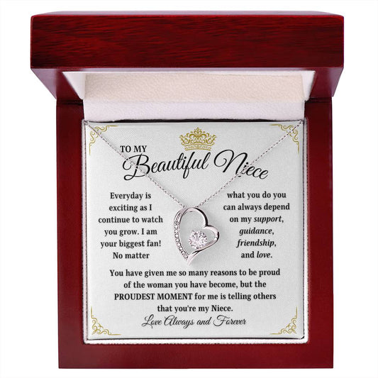 To my Beautiful Niece | PROUDEST MOMENT | From Aunt or Uncle (Forever Love Necklace)