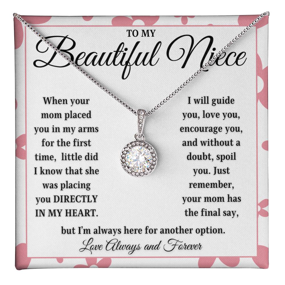 To My Beautiful Niece | DIRECTLY IN MY HEART | From Aunt or Uncle (Eternal Hope Necklace)