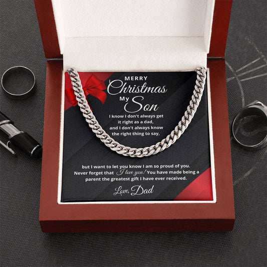 Merry Christmas Son | My Greatest Gift | Love Dad (Classic Cuban Chain)