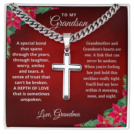 To Grandson | Depth of Love | Christmas Card From Grandmother (Artisan Cross Cuban Chain)
