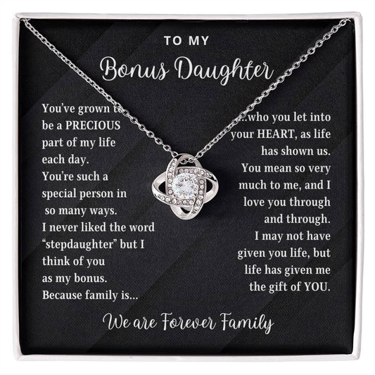 To My Bonus Daughter | Precious Heart (Love Knot Necklace)