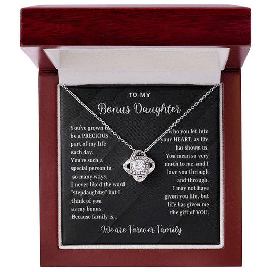 To My Bonus Daughter | Precious Heart (Love Knot Necklace)