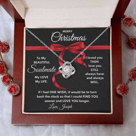 Merry Christmas To My Beautiful Soulmate | My Love | Personalized Signature (Love Knot Necklace)