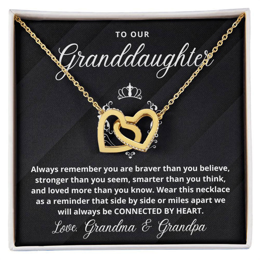 To Our Granddaughter | Always Connected by Heart | From Grandma and Grandpa (Interlocking Hearts)