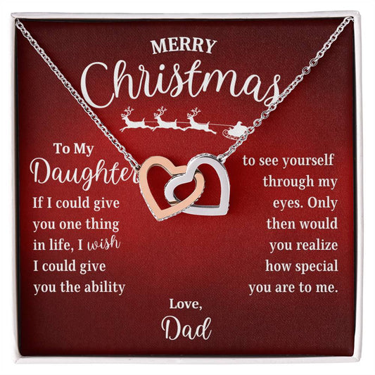 Merry Christmas To My Daughter | Wish | Love Dad (Interlocking Hearts)