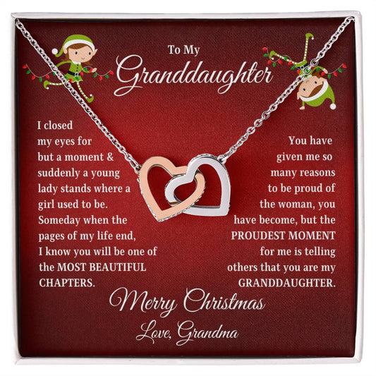To My Granddaughter Merry Christmas | Proudest Moment | Love Grandma (Interlocking Hearts)