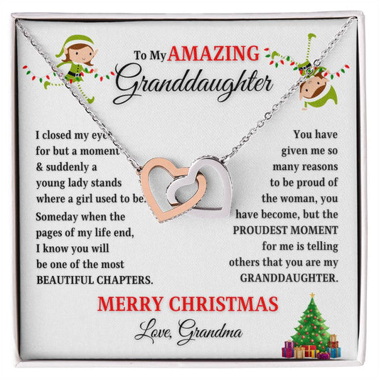 To My Amazing Granddaughter Merry Christmas | Proudest Moment | Love Grandma (Interlocking Hearts)