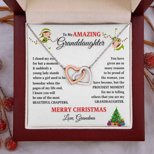 To My Amazing Granddaughter Merry Christmas | Proudest Moment | Love Grandma (Interlocking Hearts)