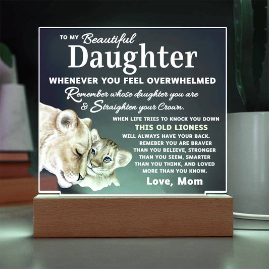 To My Daughter | Mom's Promise (Lioness Square Acrylic LED Light)