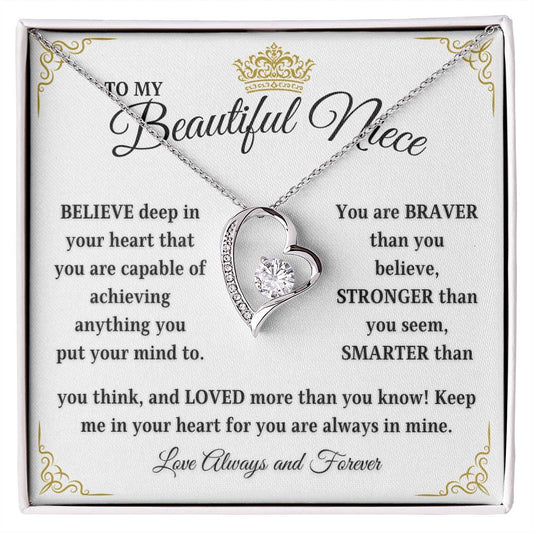 To My Beautiful Niece | BELIEVE | From Aunt or Uncle (Forever Love Necklace)