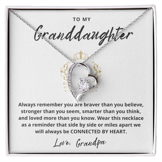 To My Granddaughter | Connected By Heart | Love Grandpa (Forever Love Necklace)