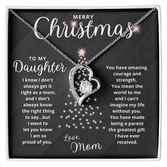 Merry Christmas To My Daughter | Greatest Gift | Love Mom (Forever Love Necklace)