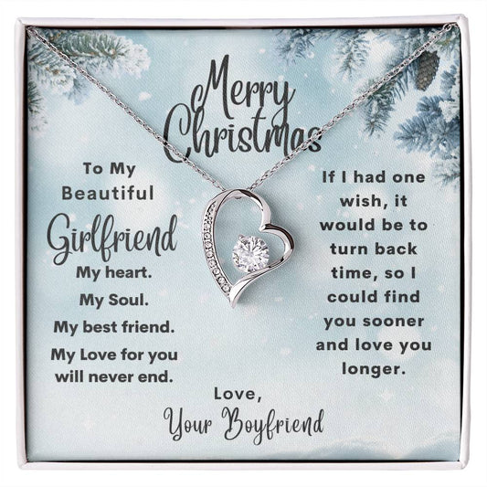 To My Beautiful Girlfriend Merry Christmas  | My Heart & Soul | From Boyfriend (Forever Love Necklace)