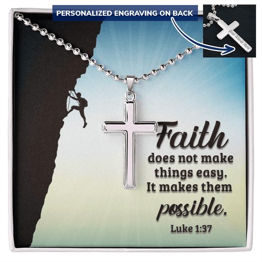 For Him | Faith Makes Things Possible (Cross Necklace)