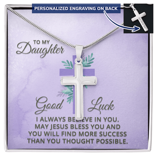 To My Daughter | Always Believe (Personalized Cross Necklace)