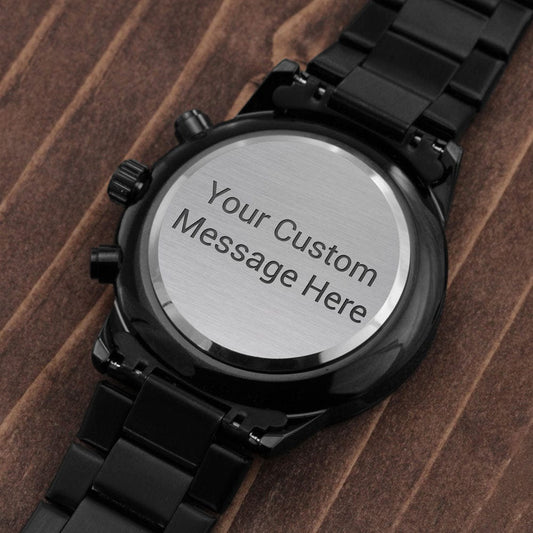 For Him | Black Chronograph Watch w/Personalized Laser Engraving