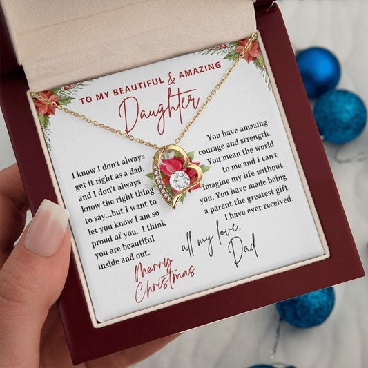 To My Daughter | Beautiful Merry Christmas | From Dad (Forever Love Necklace)