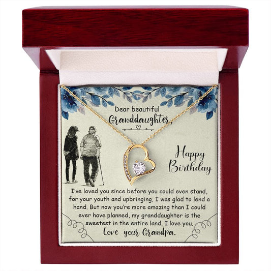 Happy Birthday Granddaughter | Beautiful & Amazing | From Grandpa (Forever Love Necklace)