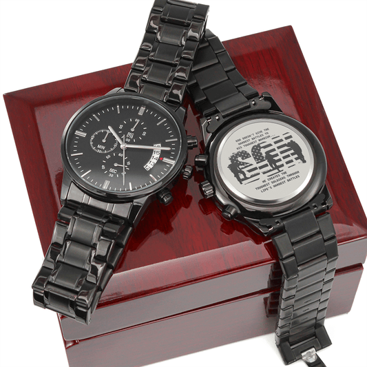 To My Son | Toughest Warrior Military Design (Engraved Chronograph Watch)