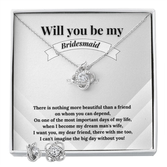 Will You be My Bridesmaid | Wedding Collection (Love Knot Necklace and Earring Set)