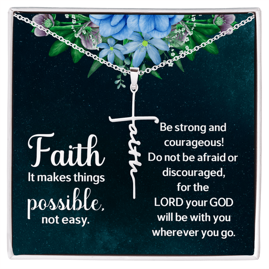 To My Daughter | Courageous Faith (Faith Script Cross Necklace)