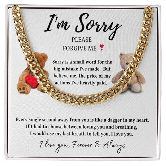 I'm Sorry | I Love You | Teddy Bear (Cuban Chain)