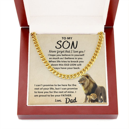 To My Son | PROMISE | From Dad (Cuban Link Chain /tan card)