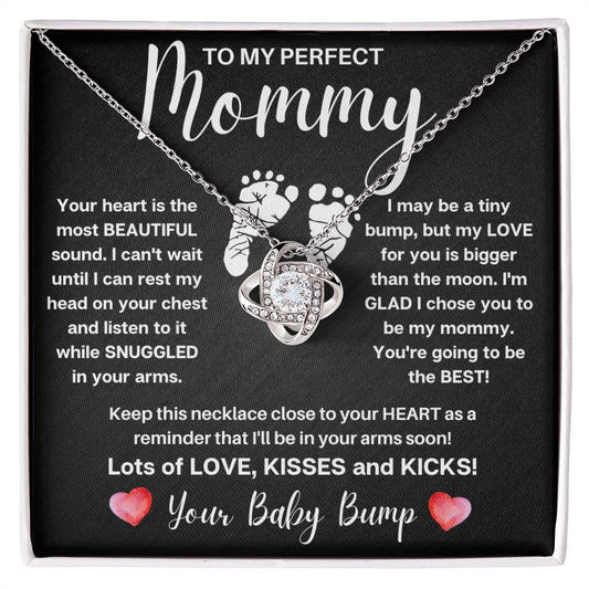 To My Perfect Mommmy | Soon In Your Arms | Love Baby Bump  (Love Knot Necklace)