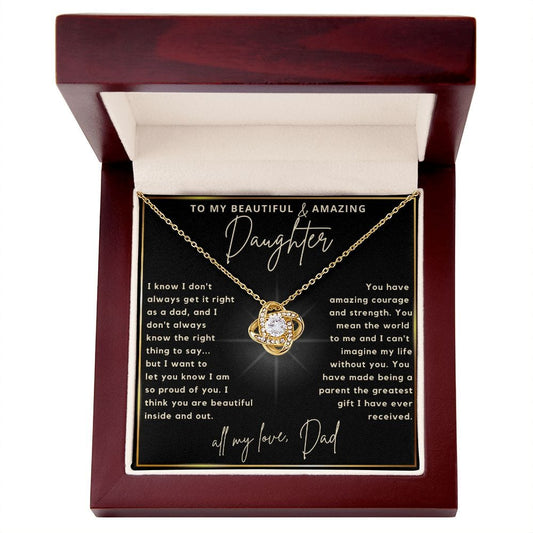 To My Daughter | Greatest Gift | From Dad (Love Knot Necklace)