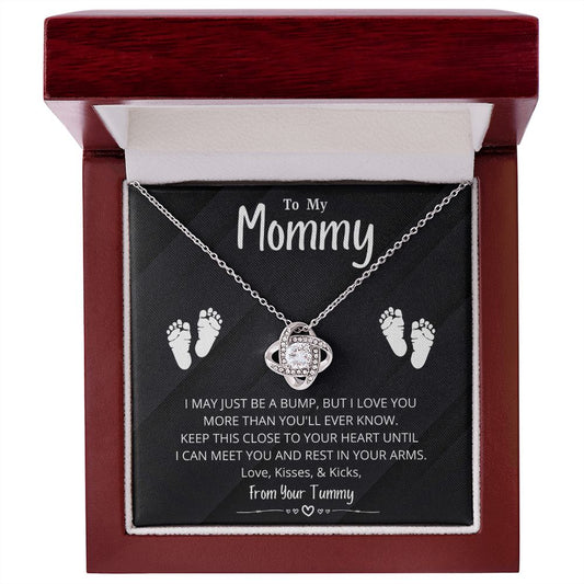 To My Mommy | Love Kisses & Kicks | From Your Tummy (Love Knot Necklace)