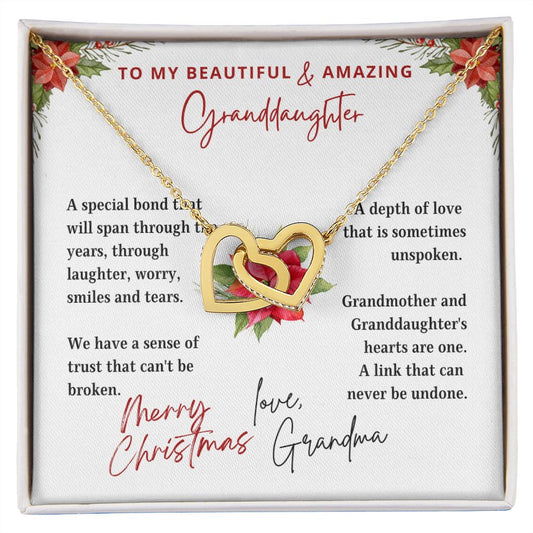 To My Beautiful & Amazing Granddaughter | Depth Of Love | Merry Christmas From Grandma (Interlocking Hearts Necklace)