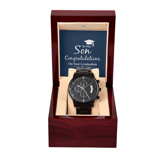 To Our Son | Congratulations On Your Graduation (Black Chronograph Watch)