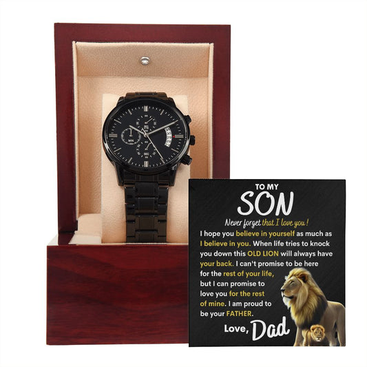To My Son | Promise | From Dad (Black Chronograph Watch)