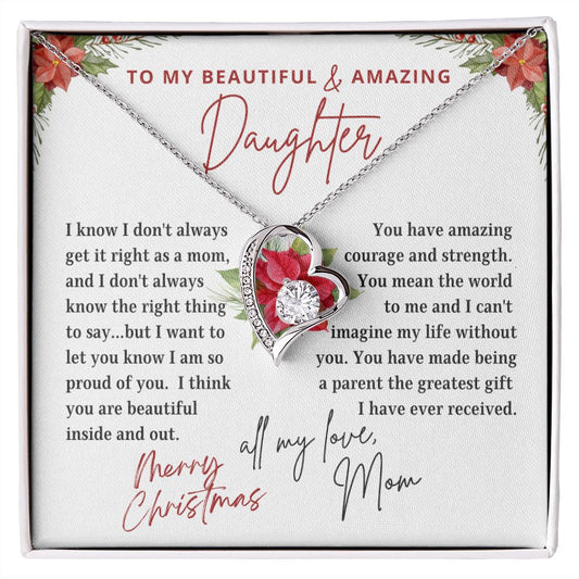 To My Daughter | Merry Christmas Greatest Gift | From Mom (Forever Love Necklace)