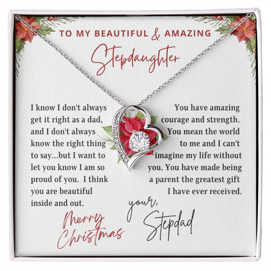 To My Stepdaughter | Merry Christmas My Greatest Gift | From Stepdad (Forever Love Necklace)