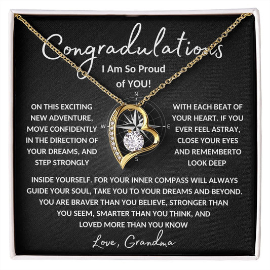 Congratulations to Granddaughter | Let Your Inner Compass Guide Your Soul |  Love Grandma (Forever Love Necklace)